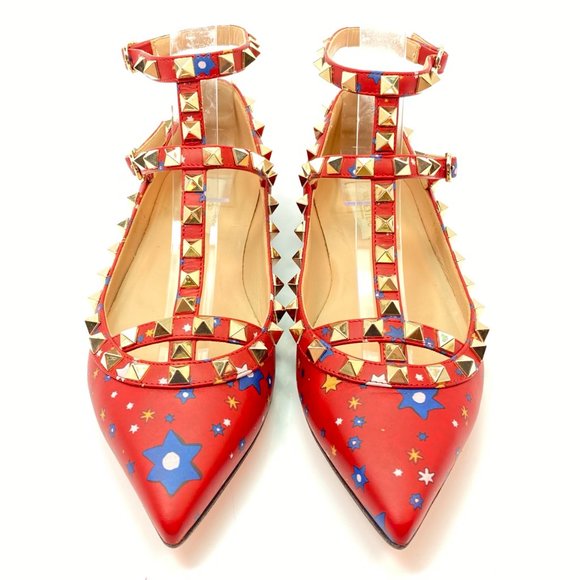 🌷❤️🔥FINAL SALE 🔥 NO OFFERS🌷💥Valentino Garavani Rockstud Star Flats 35.5 - Picture 3 of 7